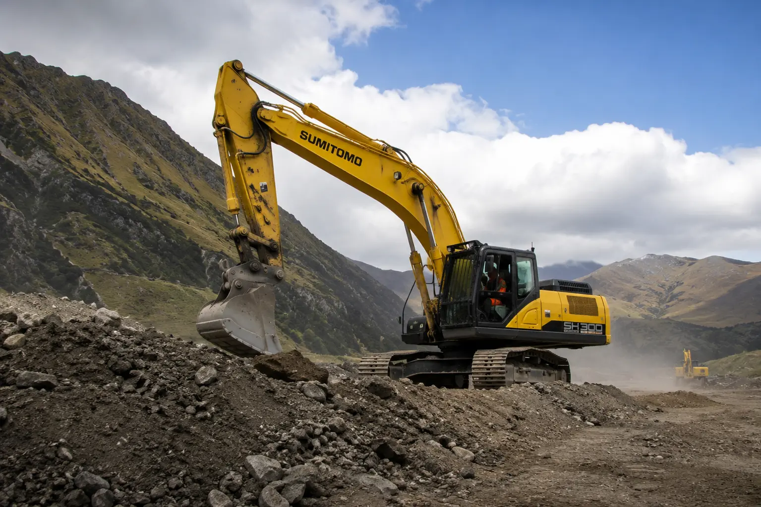 Excavator on a worksite — self-employed finance New Zealand